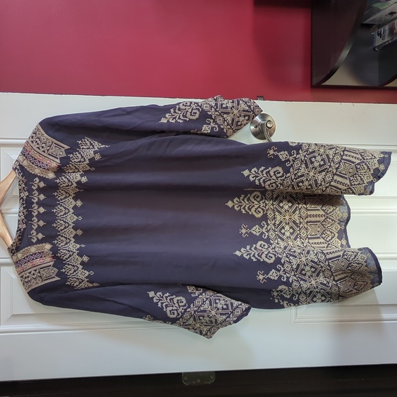 Johnny Was Grey Floral Embroidered 'Helena' Kimono XL - Picture 4 of 10